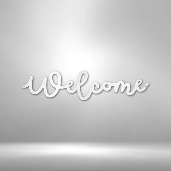 Welcome Script Steel Sign Laser Cut Powder Coated Home & Office Metal Wall Decor